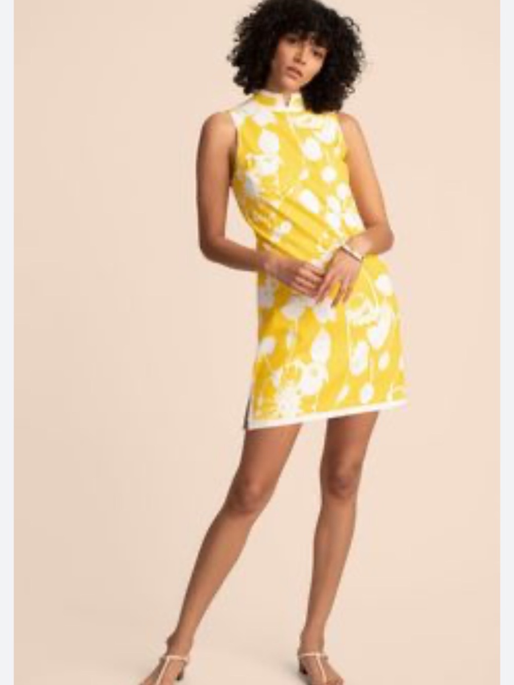 Trina Turk Thoreau Yellow and White Floral Sleeveless Shift Dress